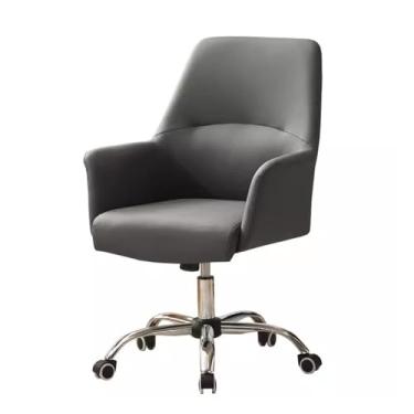 Imagem de AkosOL Cadeira de trabalho ajustável cadeira giratória de couro com encosto alto com apoio de braço, cadeira de rodinhas Modn cadeira de mesa para sala de estar quarto, cadeira Comt estofada, cinza