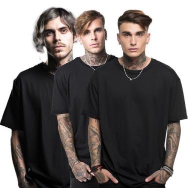 Imagem de Kit 3 Camisetas Camisa Blusa Masculina Lisa Basica Oversized Streetwea