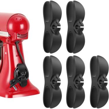 Imagem de 5 clipes organizadores de cabos – Gerenciamento eficiente de fios de utensílios de cozinha, envoltório seguro de cabos para fritadeiras e cafeteiras, organizador de cabos de eletrodomésticos