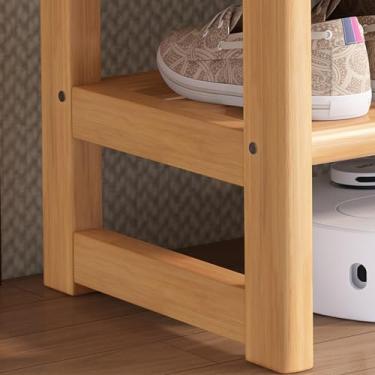 Imagem de Banco de armazenamento de sapatos com assento acolchoado, 58 x 30 x 43 cm – Rack organizador de sapatos elegante com almofada de couro PU, ideal para entrada e quarto, prateleira de sapatos