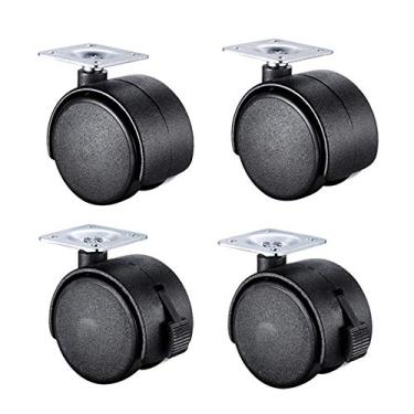 Imagem de Rodas giratórias pretas resistentes de 10 cm, rodízios de substituição para carrinho de bebê e carrinho de bebê, capacidade de carga de 20 kg, placa única durável com parafuso