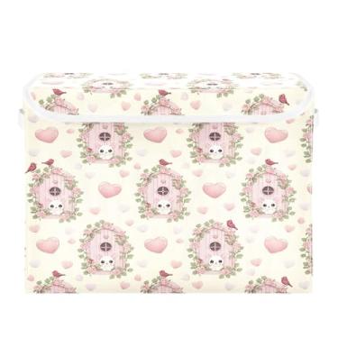 Imagem de SEHANY Cestas de armazenamento fofas de coelho de desenho animado com tampas, organizador de caixas de armazenamento de tecido para armário de roupas, cobertor de escritório, berçário, 42 x 32 x 30 cm