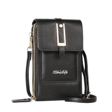 Imagem de HiChiclife Pequena bolsa transversal para celular feminina, mini bolsa de ombro com compartimentos para cartão de crédito