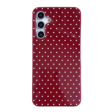 Imagem de QLTYPRI Linda capa de telefone para Samsung Galaxy A15 5G capa de bolinhas design estético moderno para mulheres e meninas, capa protetora fina TPU à prova de choque para Samsung Galaxy A15 5G - vinho