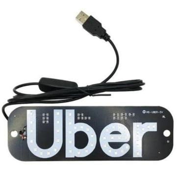 Imagem de Placa Painel Luminoso Usb Led Uber Com 2 Ventosas