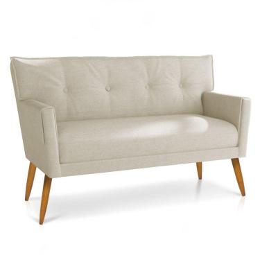 Imagem de Namoradeira Anitta Linho Bege Pés Palito Castanho D'rossi