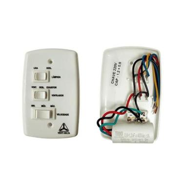Imagem de Chave de Parede Venti-Delta P/ Ventiladores de Teto 220 V 0,8+1,2 uF