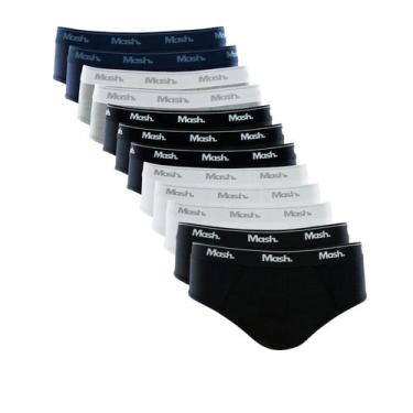 Imagem de Kit 12 Cuecas Adulto Slip Mash 010.04 Algodão, G, Sortido