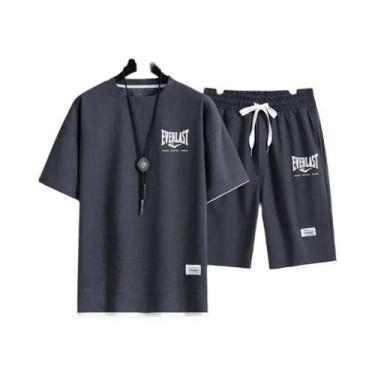 Imagem de Conjunto De Camiseta De Gola Redonda E Calções De Secagem Rápida Para 