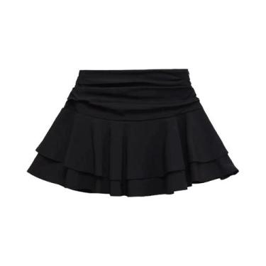 Imagem de Saia Curta Feminina De Verão Com Babados E Cintura Média, Estilo Sexy 