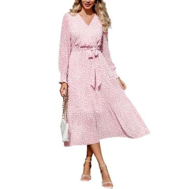 Imagem de Vestido PRETTYGARDEN Mujer Maxi Boho Floral Rosa XXL