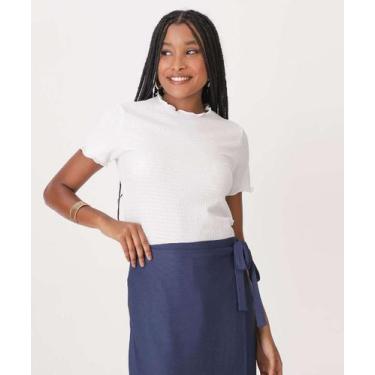 Imagem de Blusa Feminina Overlock Textura Marisa Branco-59118, Branco, GG
