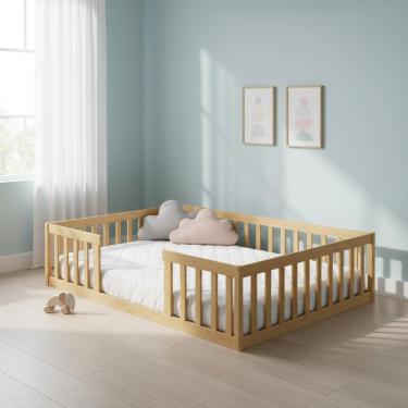 Imagem de Cama Montessoriana Casal Com Colchão Madeira Maciça Colchão