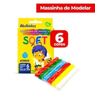 Imagem de Kit com 3 Massinha de Modelar 6 ou 12 cores Soft Macia Acrilex (MASS6_