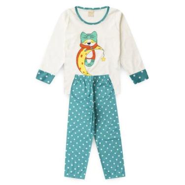 Imagem de Pijama Longo Infantil Menina Natural Bichinho e Bolinhas - Molekada, 1