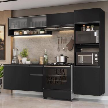 Imagem de Armário de Cozinha Completa 260 cm Suspenso Preto Nice Madesa 11