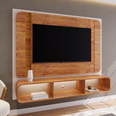Imagem de Painel para TV Até 75 Polegadas Austen com Led Off White/Marrom - Viero Móveis