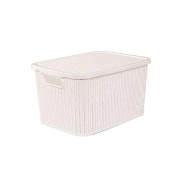 Imagem de Caixa Organizadora Trama Com Tampa Plasútil 19 Litros, Branco