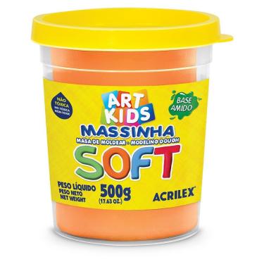 Imagem de Massinha para Modelar Acrilex Soft com Textura Super Macia e Aroma Agradável Pote 500G Laranja