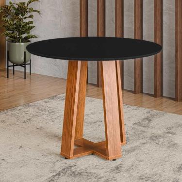 Imagem de Mesa De Jantar Redonda 4 Lugares Multimóveis Cr50242 Cinamomo-preto