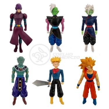 Imagem de Kit 6 Bonecos Dragon Ball Super Goku SSJ3 Zamasu Fusão Trunks Hit Deus da Destruição Gi...