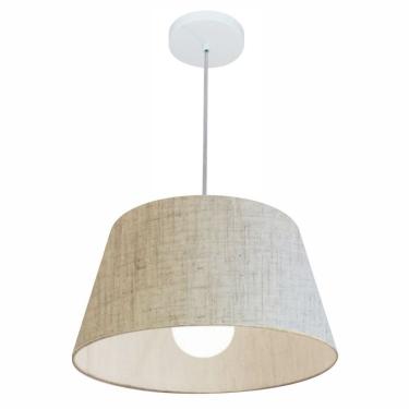 Imagem de Lustre Pendente Md-4039 com Cúpula em Tecido Cone Pequeno Bivolt 110V-220V rústico-bege Vivare Brasil Iluminação