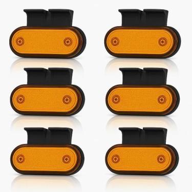 Imagem de 6 Lanternas Led Lateral Caminhão Carreta Reboque Bau Ambar - JP2 Auto