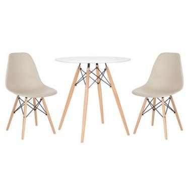 Imagem de Laraz, Mesa redonda Eames 70 cm branco + 2 cadeiras Eiffel Dsw
