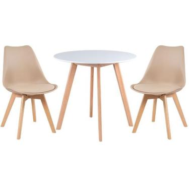 Imagem de Mesa de jantar redonda 80 cm + 2 cadeiras Leda - Laraz