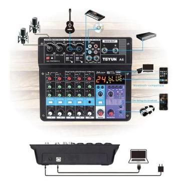 Imagem de Mesa De Som Mixer 6 Canais Usb Smart Profissional A6 Conjunto Interfac