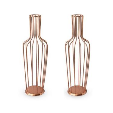 Imagem de Kit 02 Porta Rolha de Ferro Garrafa Decorativo Pintura Rose Gold - Mar