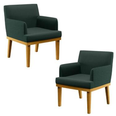 Imagem de Kit 2 Poltronas Decorativas Vitória W01 Linho Verde - Mpozenato, Verde