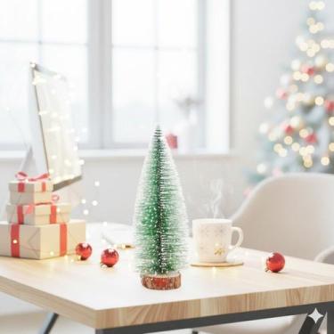 Imagem de Mini Árvore de Natal pequena 20cm Verde para mesas Plástico Resistente