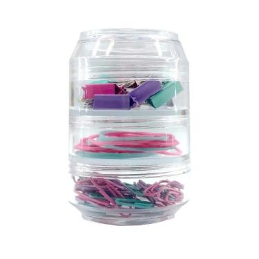 Imagem de Kit Office Lata - clipes/binder/elástico colorido-  BRW (150 un. no to