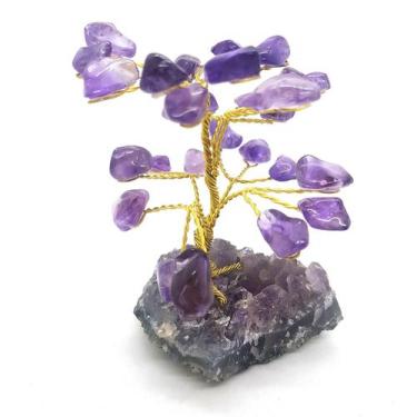 Imagem de Árvore Pedra Natural Ametista Base em Drusa Ametista 10cm - Mandala