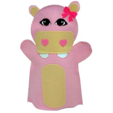 Imagem de Fantoche - Feltro - Hipopótamo Rosa - Kits e Gifts