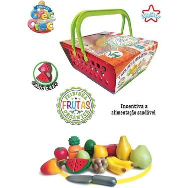 Imagem de Brinquedo Educativo Feirinha Orgânica Crec com 12 Peças Sortidas Cesta e Faca Big Star Brinquedos