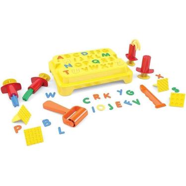 Imagem de Massa de Modelar Criativa Box Massinha Alfabeto Kit 16 Peças Atóxico Dismat Brinquedos