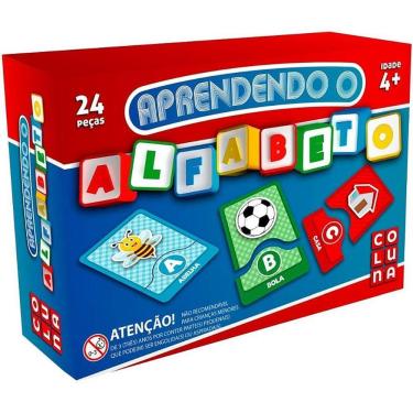 Imagem de Brinquedo Pedagógico Aprendendo o Alfabeto 24 Peças Coloridas Jogo Educativo Coluna