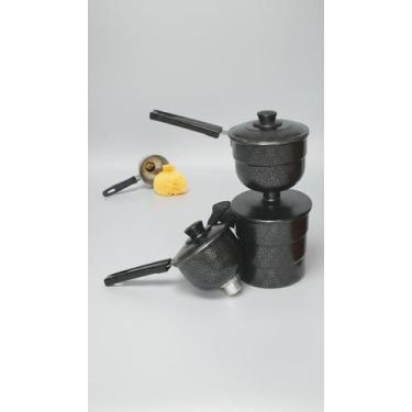 Imagem de Cuscuzeiro Alumínio 2 Conchas Preto - Congratulations Store