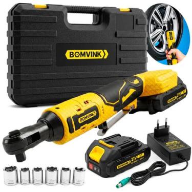 Imagem de Chave Catraca Sem Fio Bivolt Brushless 21v C/ Kit Soquetes - Bomvink