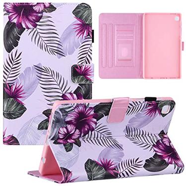 Imagem de KYJX Capa para tablet Samsung Galaxy Tab A7 Lite 8,4 polegadas (SM-T220/SM-T225) versão 2021, capa para tablet de couro PU com suporte fino de seda para Galaxy Tab A7 Lite 8,4 polegadas 2021 (flor roxa)