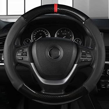 Imagem de ZKSMZS Capa de volante de carro de couro em forma de D, para POLO GOLF 7 Scirocco Suzuki Swift Nissan Rogue