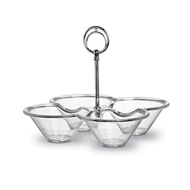 Imagem de Petisqueira Requinte 4 Divisões Niquelart 447-10 com Haste Cromada Transparente