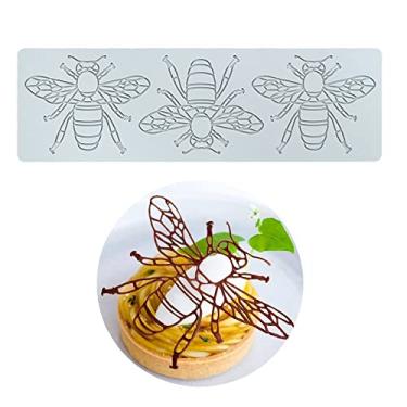 Imagem de Moldes de silicone 3D moldes de chocolate de folha oca favo de mel molde de doce de abelha molde de flor molde de fondant topo de bolo decoração artesanal de açúcar (G_Bee_32,5 * 9,7 x 0,3 cm)