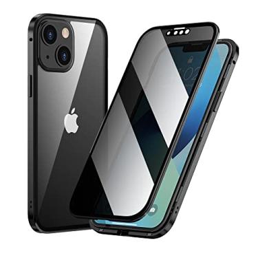 Imagem de Capa protetora magnética de vidro dupla face de privacidade para iPhone 13 12 11Pro Max Mini X Xs XR 7 8 Plus SE2020 Metal Simple Phone Case, Preto, Para iPhone 8 Plus