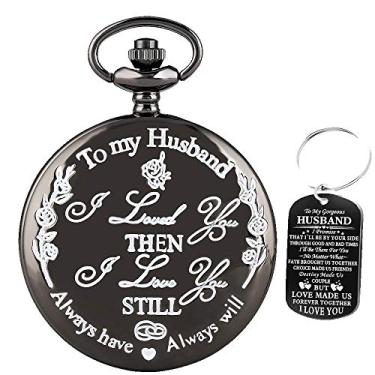 Imagem de Para My-Husband-Pocket-Watch-Gifts for Husband Best Gifts for Him - da esposa, Presentes de formatura para homens, Relógio com bolso gravado para homens