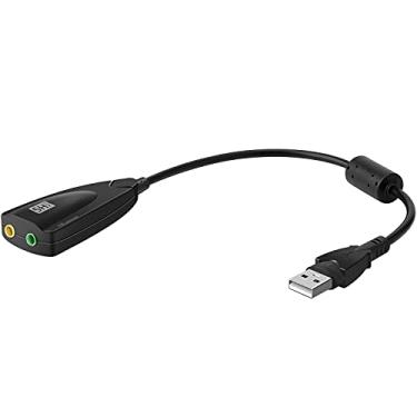Imagem de Saisn Placa de som estéreo USB, adaptador de áudio externo USB 7.1, conversor de canal 5Hv2 para conector de microfone de fone de ouvido de 3,5 mm para Mac, PC, Windows.