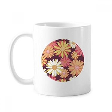 Imagem de Caneca de cerâmica com estampa de flor amarela vermelha cerâmica xícara de café porcelana louça