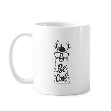 Imagem de Be Cool Alpaca Preto Branco Citação Caneca Cerâmica Café Porcelana Utensílios de Mesa